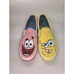 SpongeBob SquarePants & Patrick Slip Ons Nickelodeon Canvas Shoes Adult Size 9
